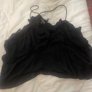 J. Crew Elegant Black Ruffle Camisole